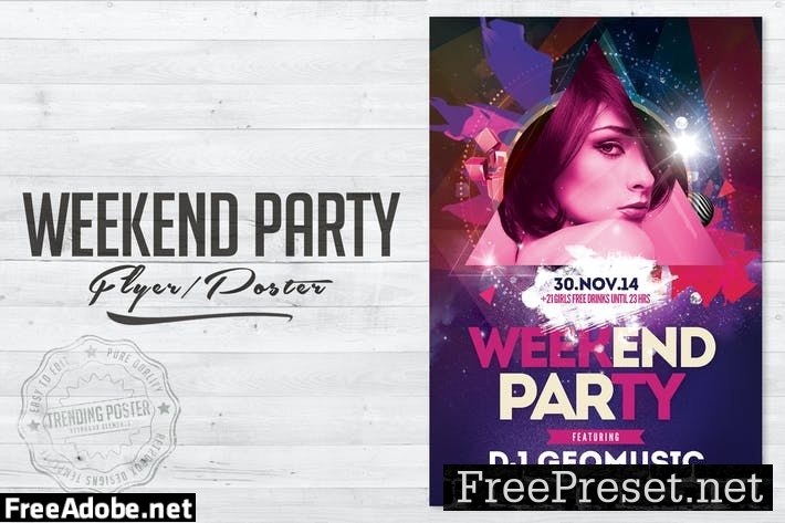 Weekend Party Flyer Poster HPE3AR