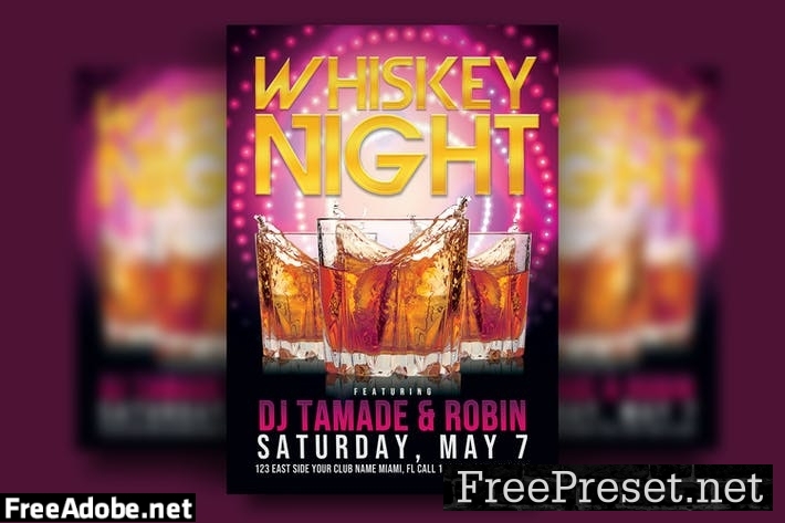 Whiskey Night Party Flyer Template B3RSDUJ