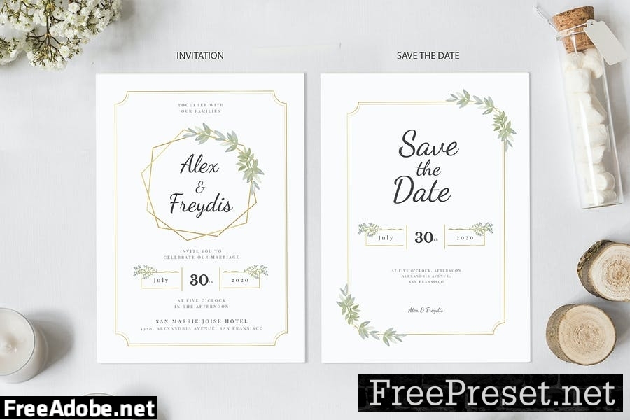 White Minimalist Bay Laurel - Wedding Invitation 7WJN27S