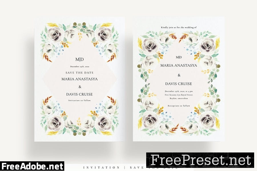 Wild Floral Wedding Invitation Set EZ