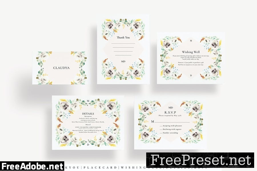 Wild Floral Wedding Invitation Set EZ