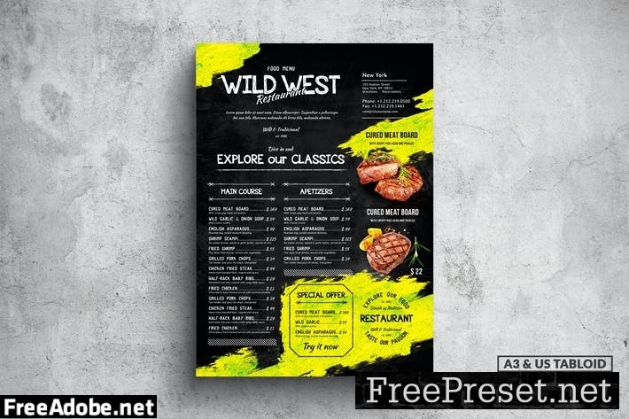 Wild Vintage Poster Food Menu - A3 & US Tabloid 6TWC8QR