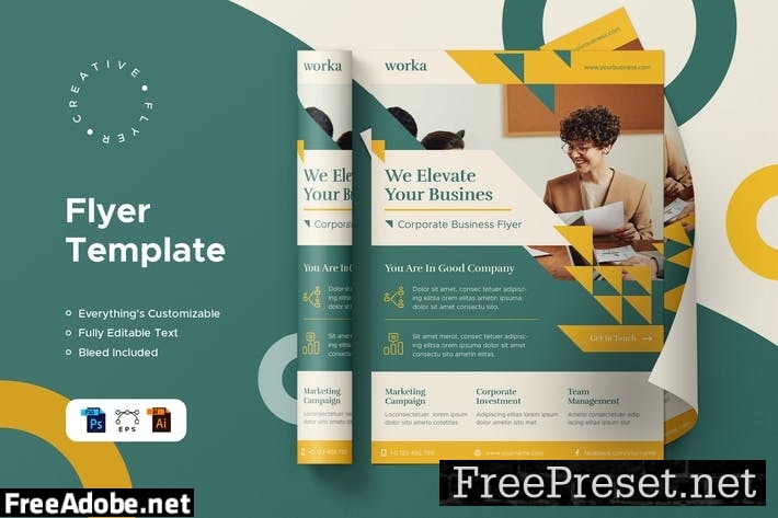 Worka - Corporate Business Flyer Template VJP7EQE