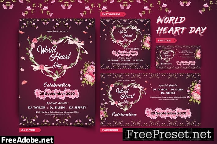 World Heart Day Flyer & Social Media Pack PEEURAM