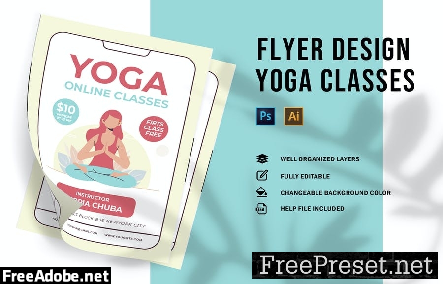 Yoga Online Clases | Flyer