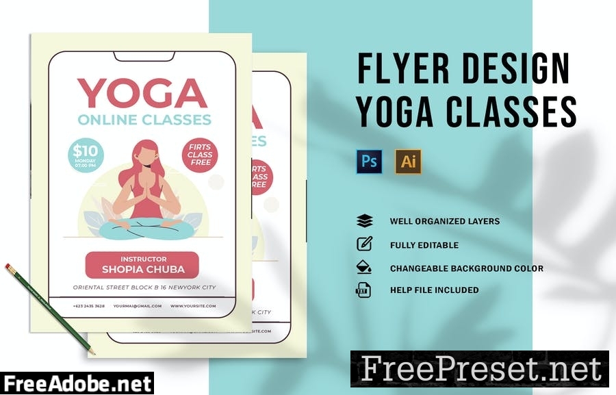 Yoga Online Clases | Flyer