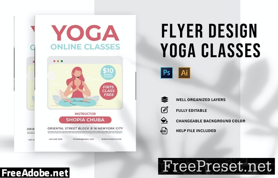 Yoga Online Clases | Flyer 78BMZPS