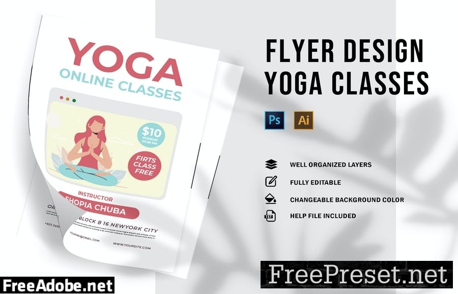 Yoga Online Clases | Flyer 78BMZPS