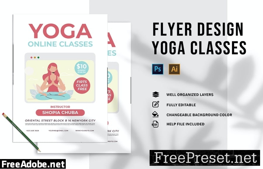 Yoga Online Clases | Flyer 78BMZPS