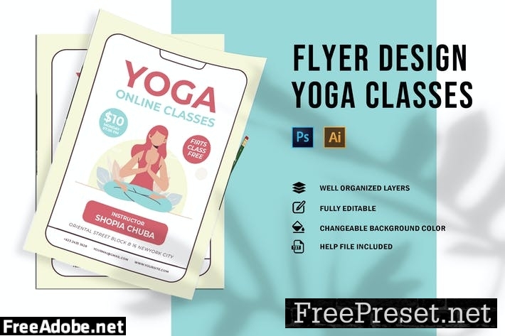 Yoga Online Clases | Flyer 45FDQJF