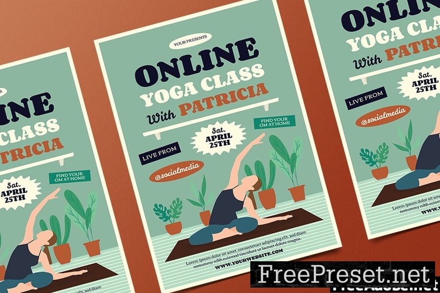 Yoga Online Class Flyer Set