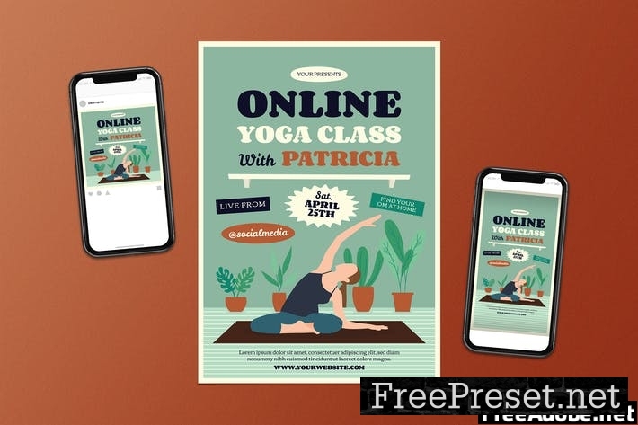 Yoga Online Class Flyer Set X5KJX5S