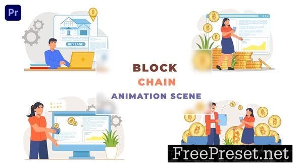 Blockchain Bitcoin Animation Scene - Video Template - 43665671