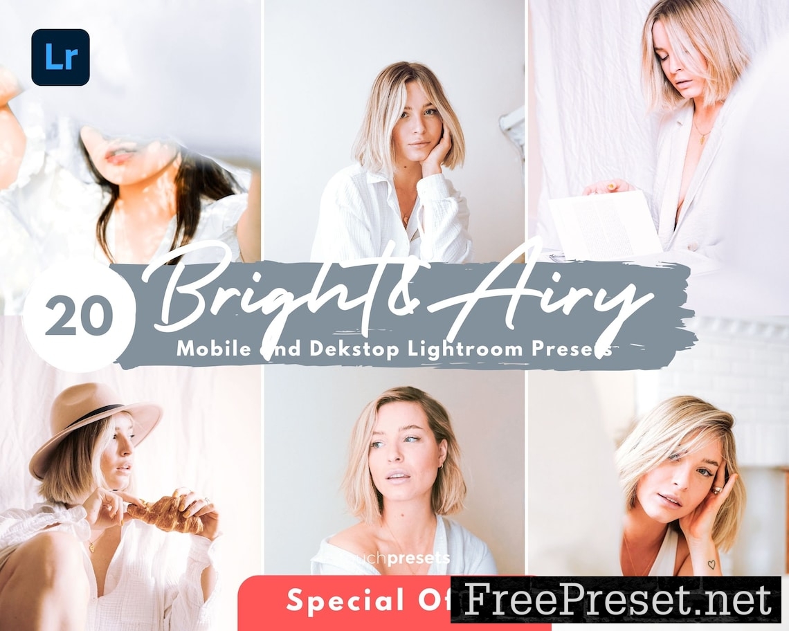 20 Lightroom Mobile Presets, Lightroom Presets Desktop, Bright and Airy Presets