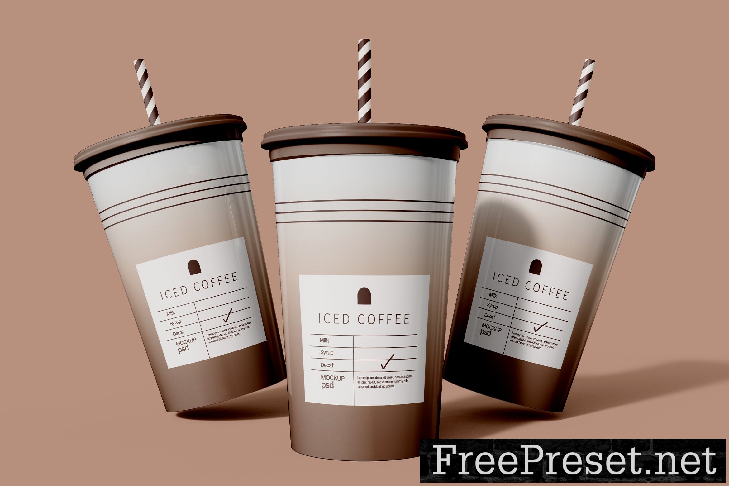 Premium PSD  Smoothie cup with straw mockup design