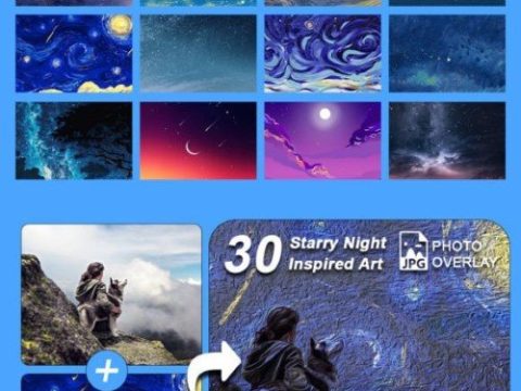 30 Starry Night Inspired Art Photo Overlays