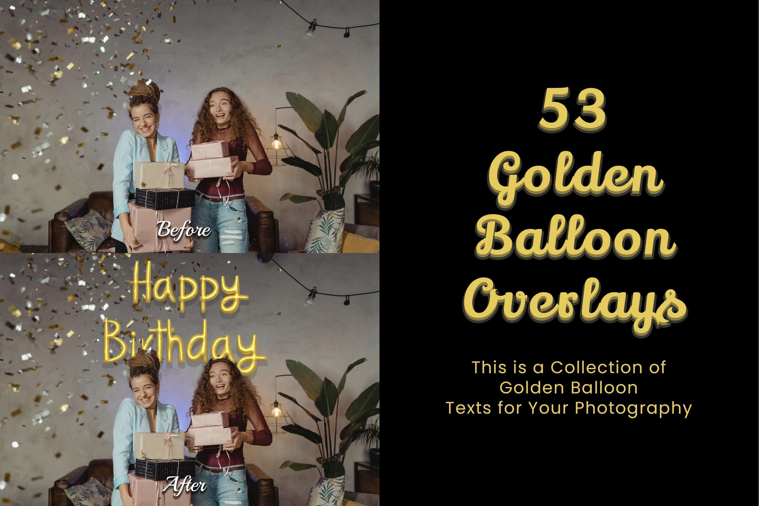 53 Golden Balloon Photoshop Overlays