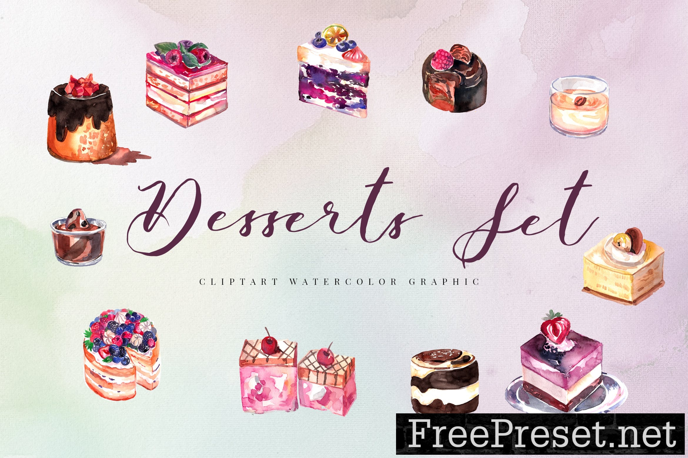 watercolor dessert illustrations free download