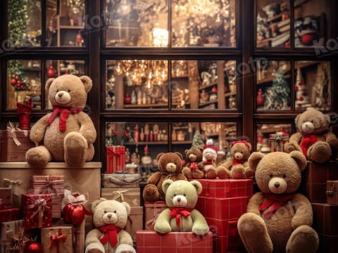 Christmas Teddy Bear Digital Backdrops