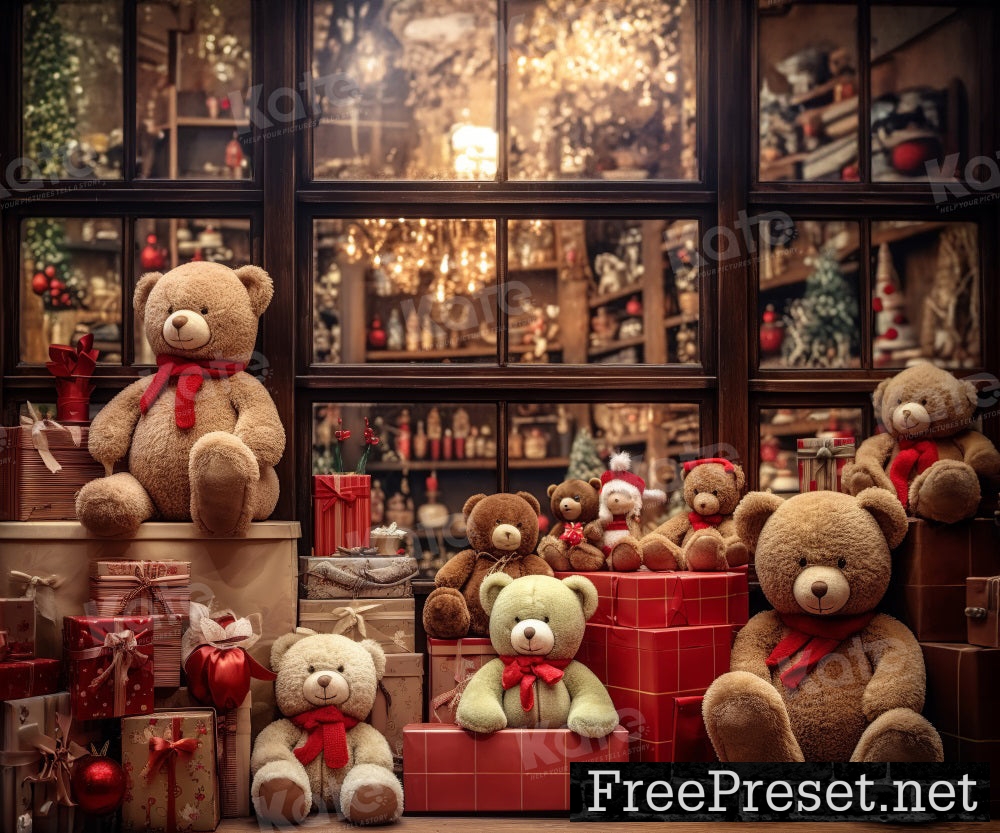 Christmas Teddy Bear Digital Backdrops