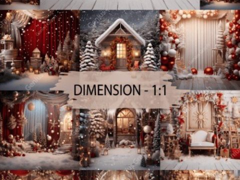 Cozy Christmas Digital Backdrop Bundle