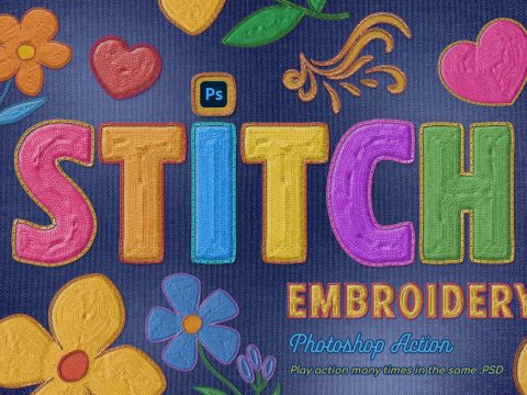 Embroidery Photoshop Action 58621023