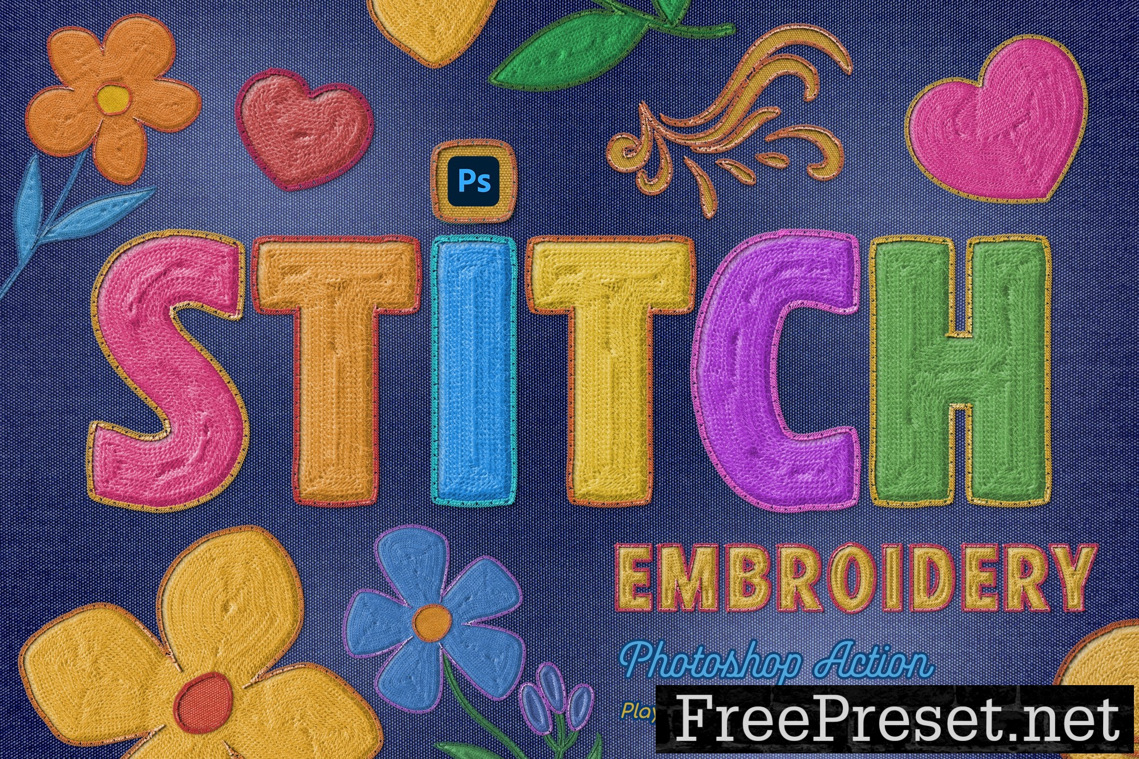 Embroidery Photoshop Action 58621023