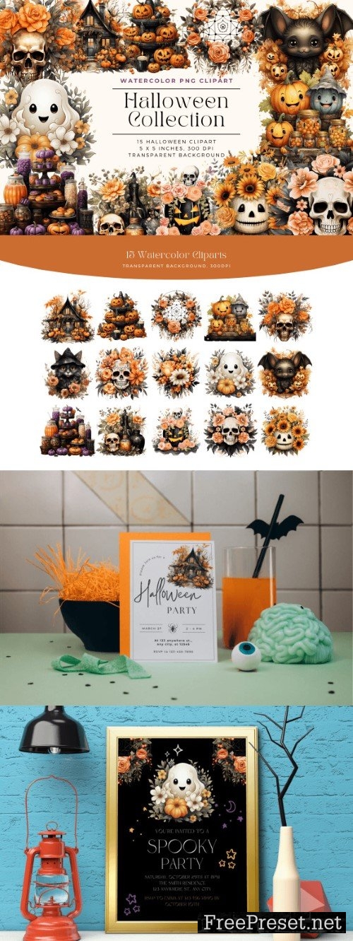 Watercolor Halloween Cliparts