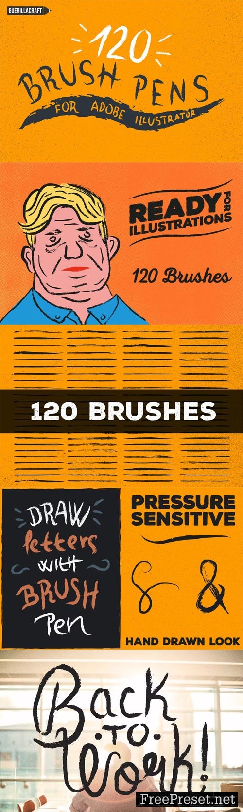 120 Brush Pens for Illustrator