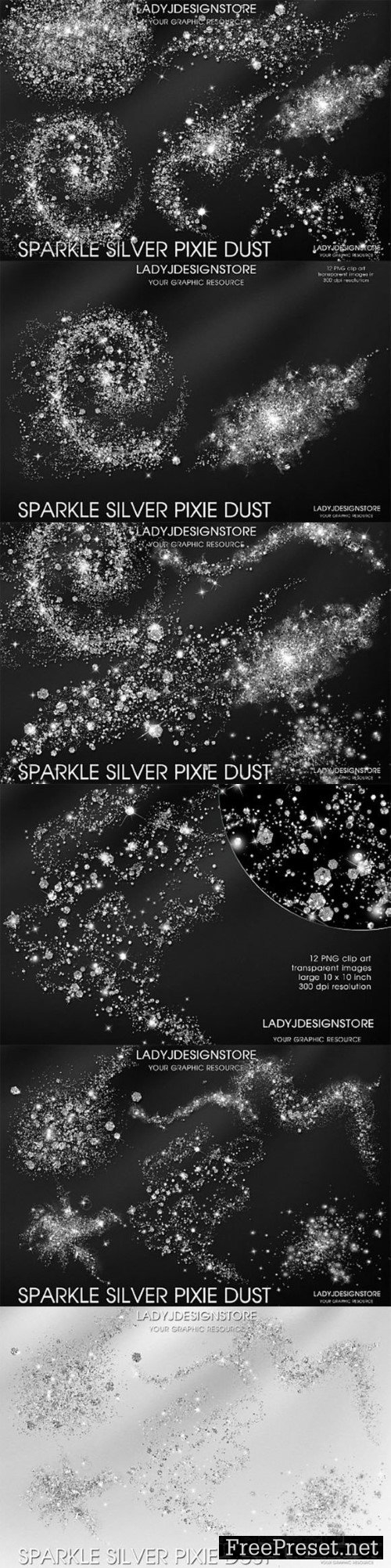 Silver Pixie Dust Overlays Clipart