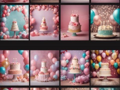 Birthday Dreamy Cake Background Pastel