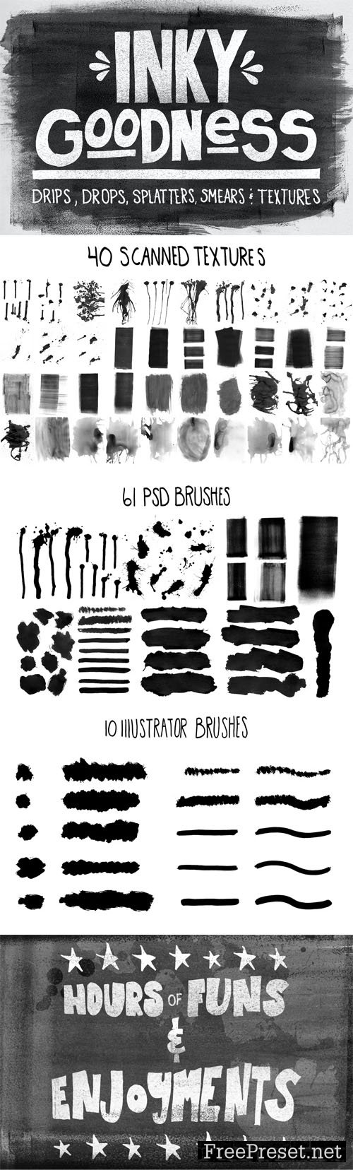 Inky Goodness Brushes for Photoshop & Illustrator + Textures