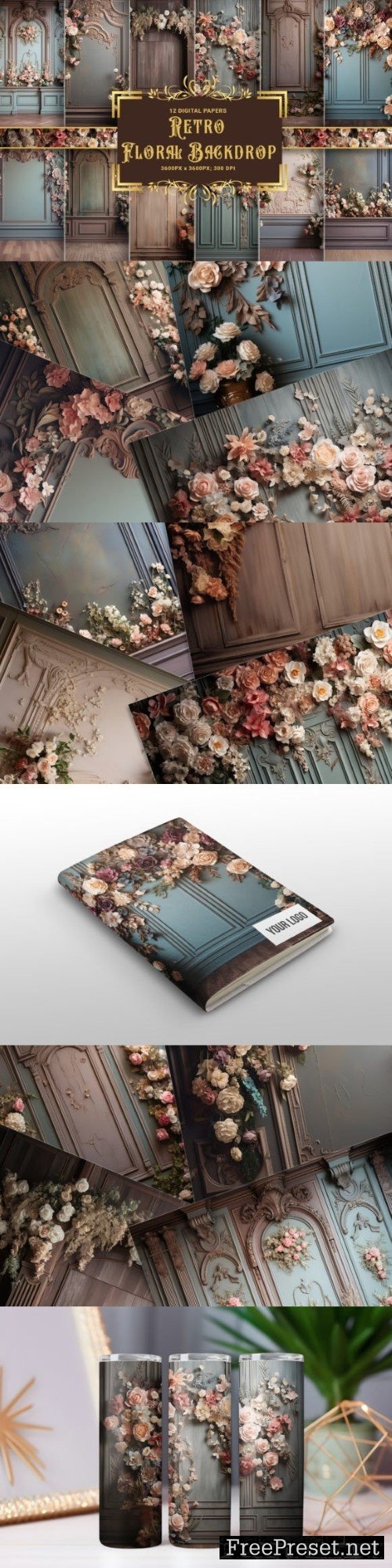 Vintage Elegance - Retro Floral Backdrop