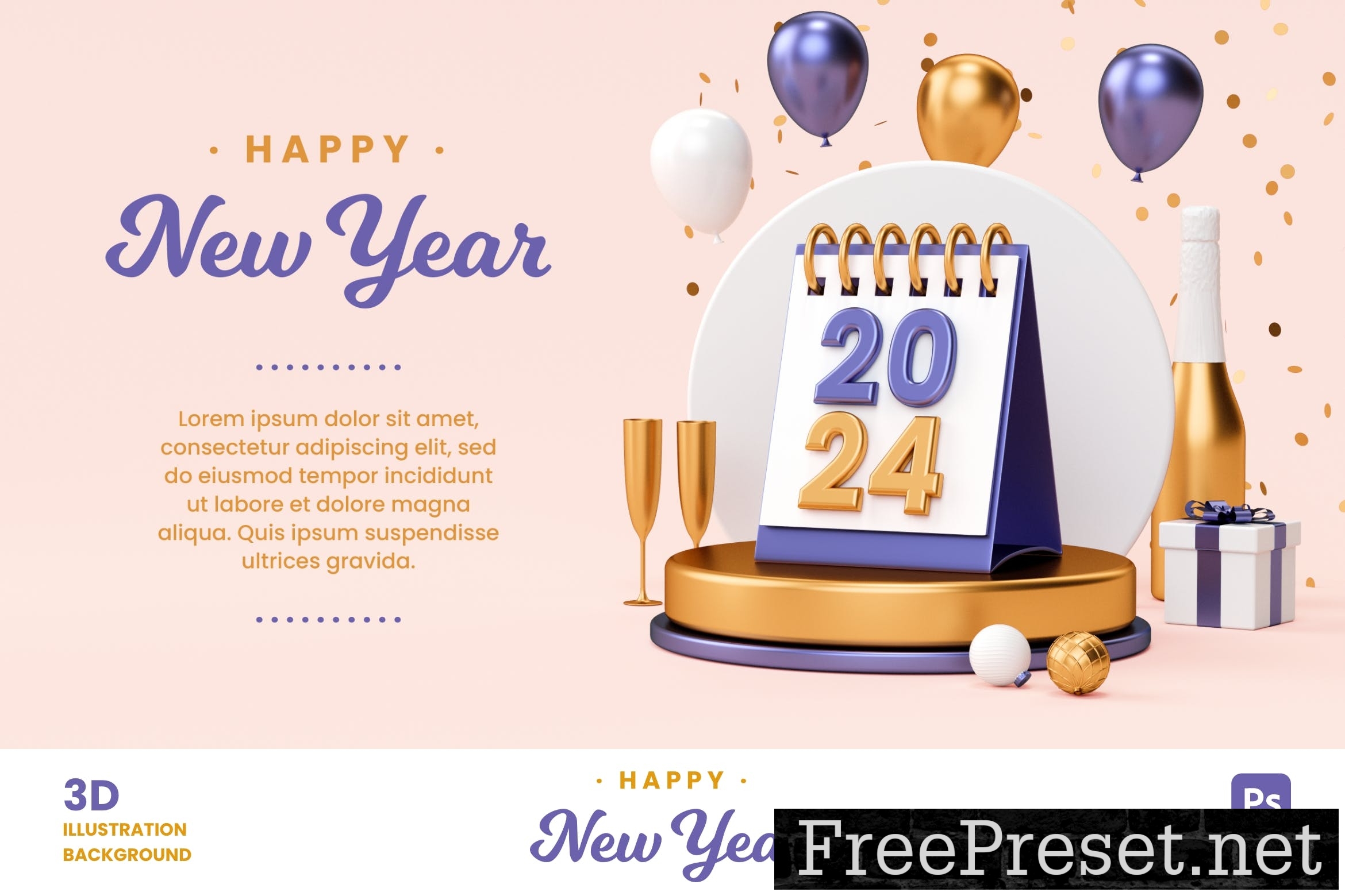 Happy New Year 2024 Flyer Background Template QY29QJR