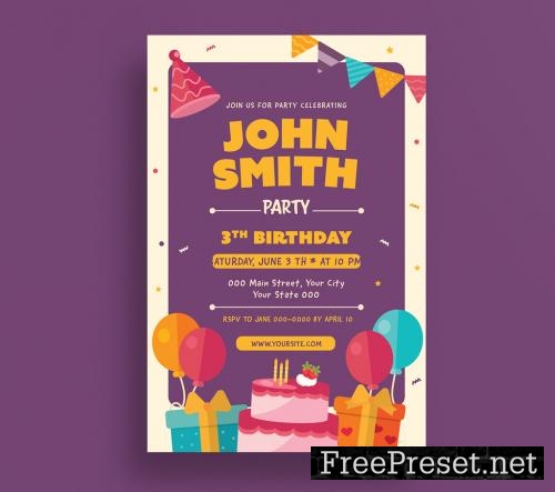 Adobe Stock - Birthday Party Invitation Layout 1 - 172461025