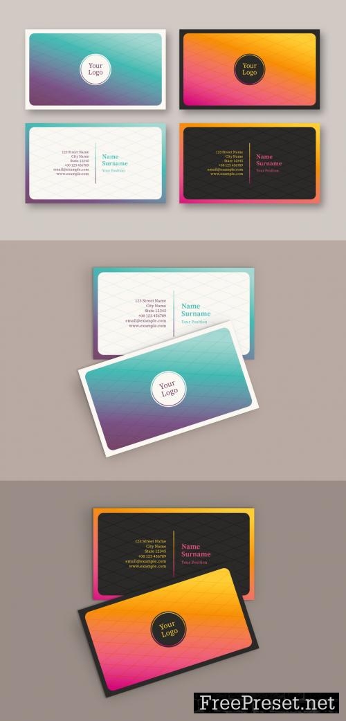 Adobe Stock - Business Card with Bright Gradient Layout - 192501443