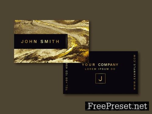 Adobe Stock - Business Card Layout with Gold Elements - 259028112