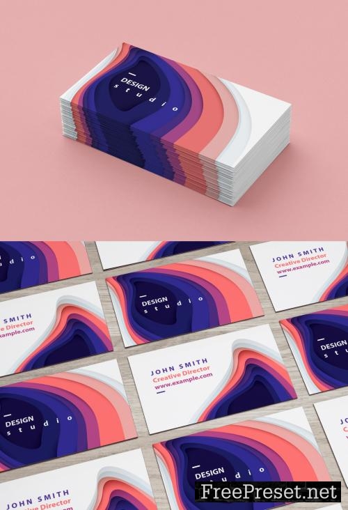 Adobe Stock - Business Card Template with Colorful Paper Cut ...