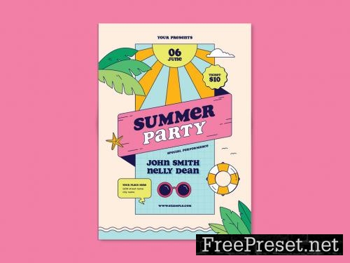 Adobe Stock - Summer Party Flyer Layout - 356522769