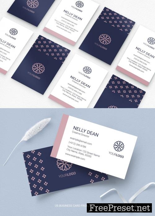 Adobe Stock - Business Card Layout with Floral Logo and Minimal Style ...