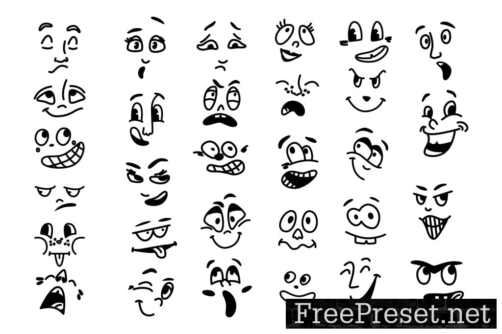 Eye face cartoon, emoticon and emoji E2R6FBU