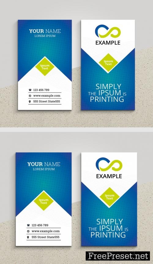 Adobe Stock - Business Card Layout with Blue and Green Accents - 363930842