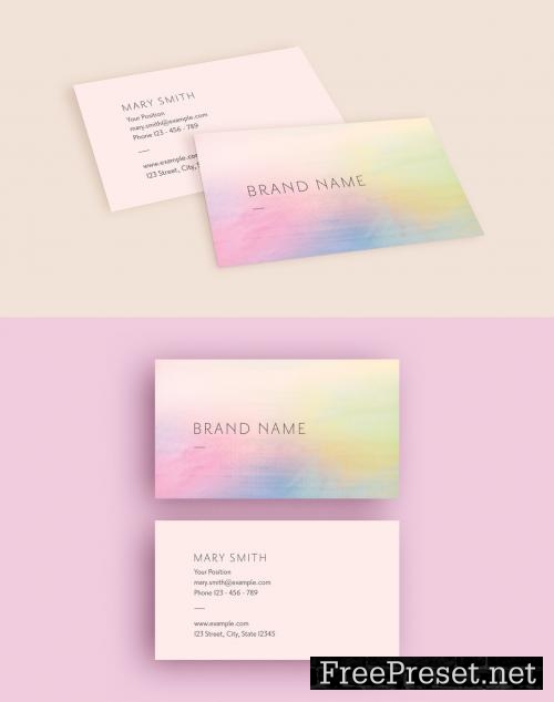 Adobe Stock - Business Card Layout with Rainbow Watercolor Gradient ...