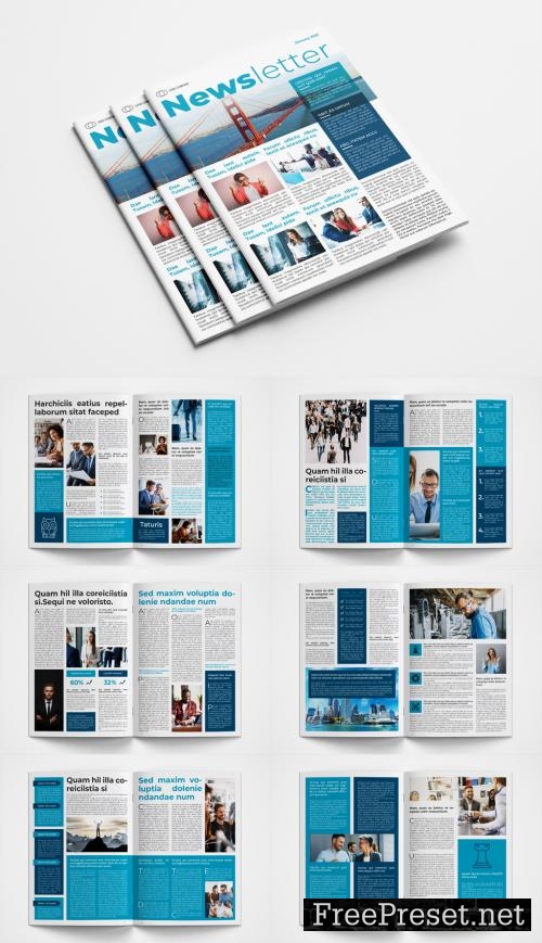 Adobe Stock - Newsletter Layout With Blue Accents - 392950343