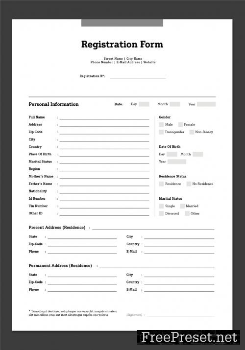 Adobe Stock Registration Form Layout 442990856