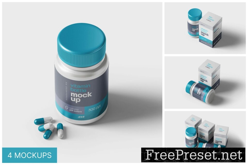 Medicine Pill Bottle Mockup Set FHP33B2