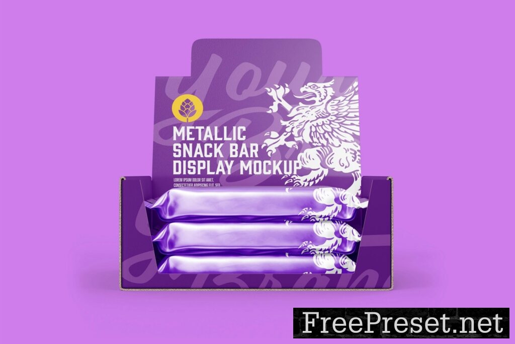 Metallic Snack Bars Display Box Mockup NX9Q9EL