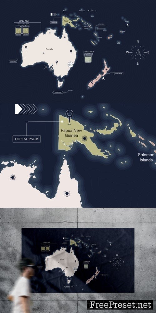 Australia New Zealand Map Vector Layout