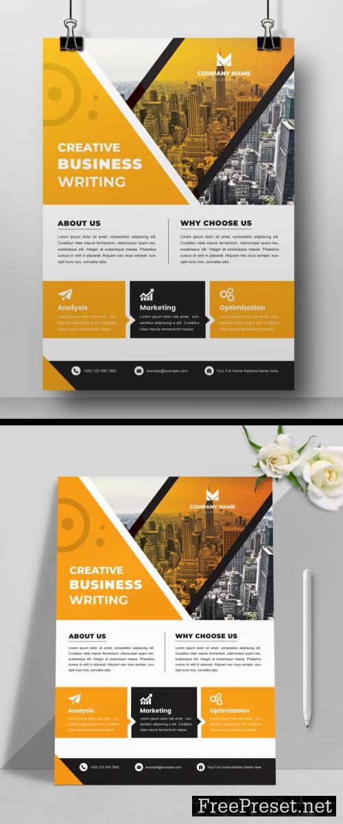 Business Flyer With Orange And Black Accents