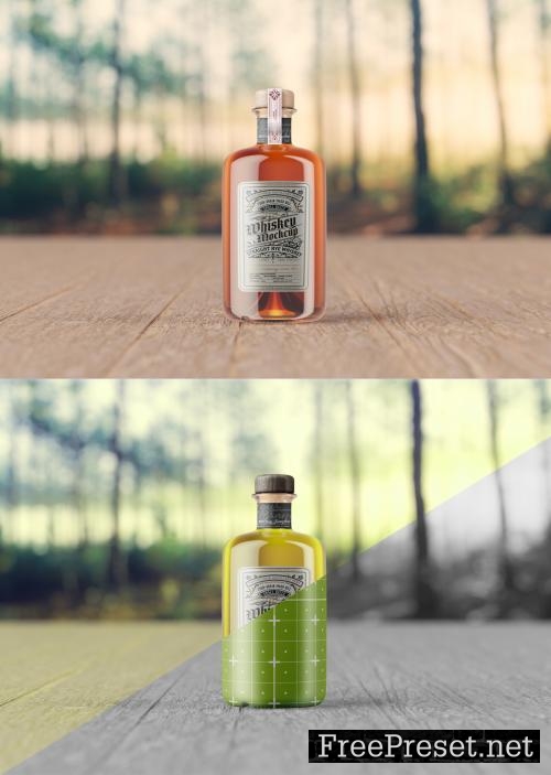 Whiskey Glass Bottle Scene Mockup